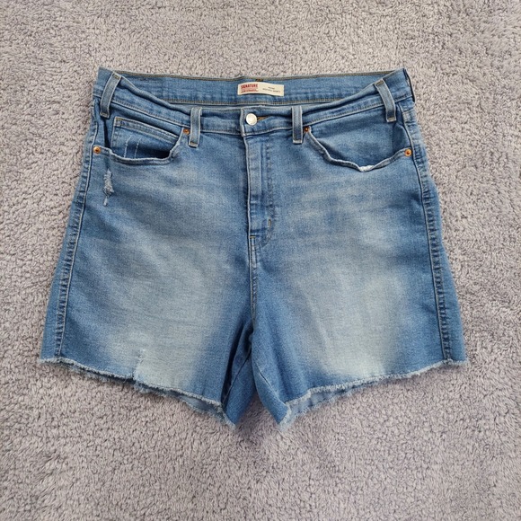 Levi's Pants - Signature Levi Strauss Heritage High Rise Shorts Frayed Hem Size 16 Light Wash